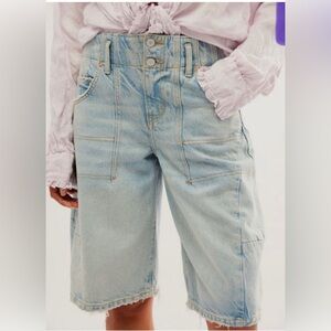 Free People Light Blue Denim Women's Shorts
